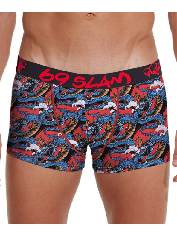 69slam Pánské boxerky 69SLAM hip bamboo moon dragon red