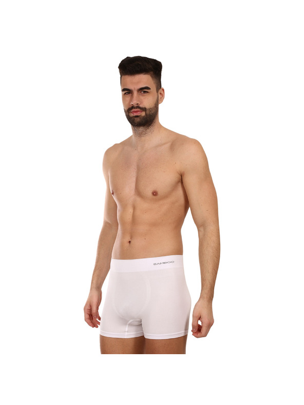 gino Pánské boxerky Gino bezešvé bambusové bílé