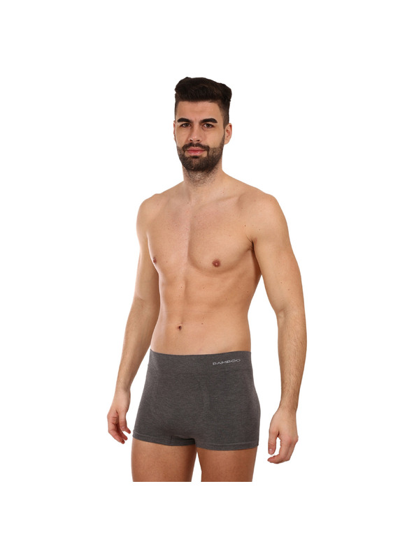 gino Pánské boxerky Gino bezešvé bambusové šedé