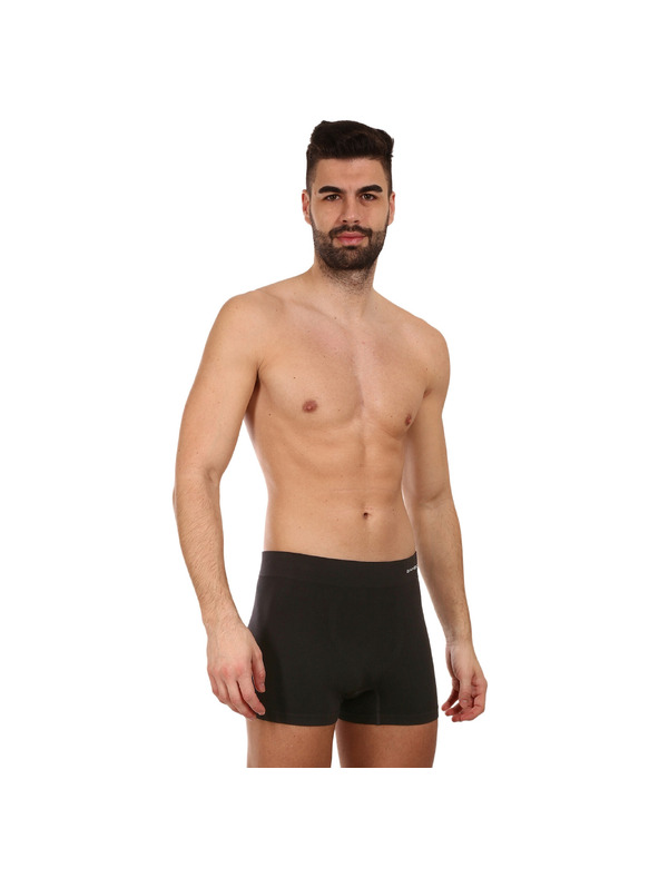 gino Pánské boxerky Gino bezešvé bambusové černé