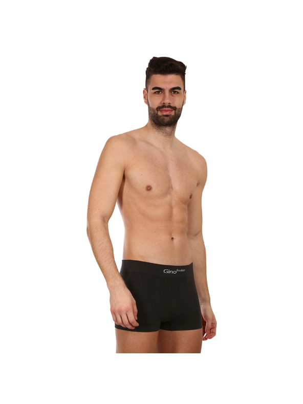 gino Pánské boxerky Gino bambusové bezešvé černé