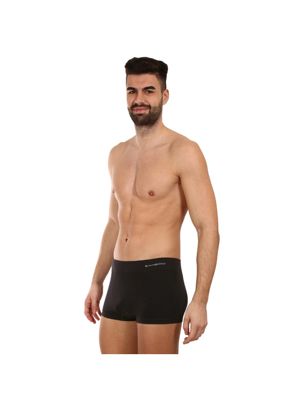 gino Pánské boxerky Gino bezešvé bambusové černé