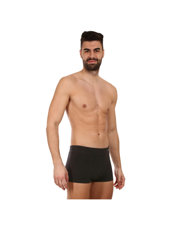 gino Pánské boxerky Gino bezešvé bambusové černé