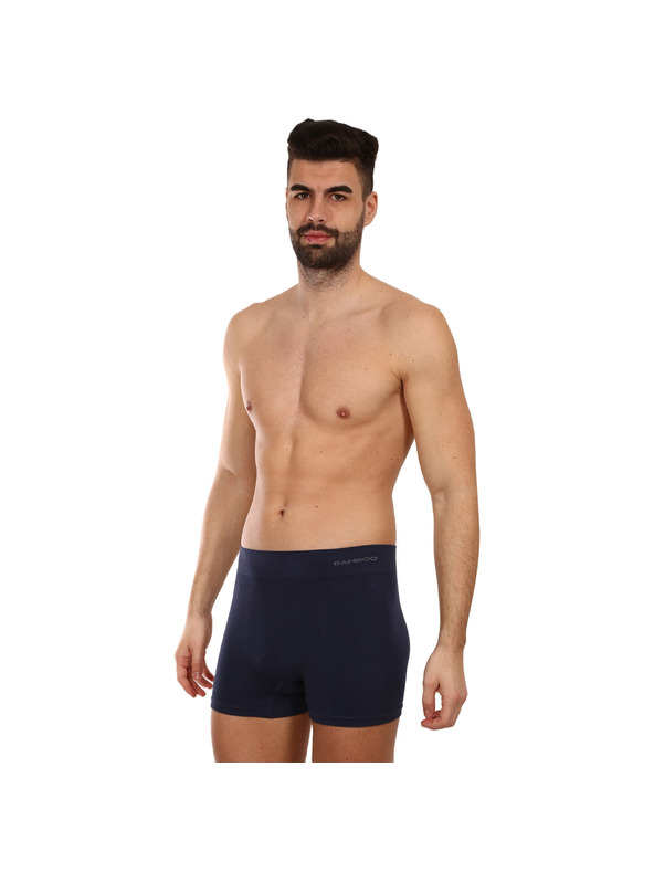 gino Pánské boxerky Gino bezešvé bambusové modré