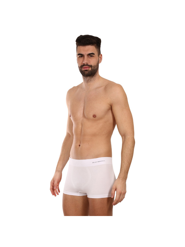 gino Pánské boxerky Gino bezešvé bambusové bílé