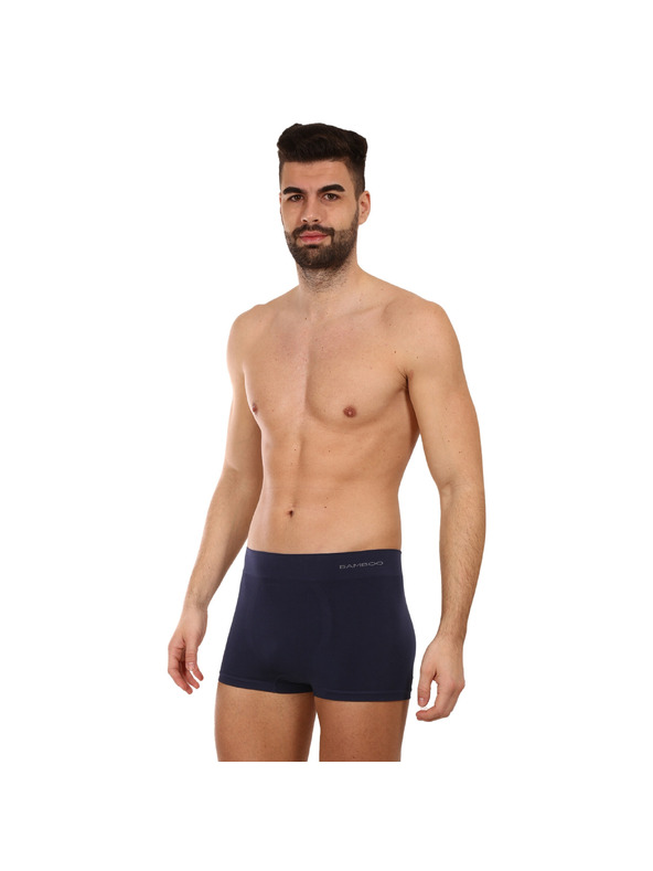 gino Pánské boxerky Gino bezešvé bambusové modré