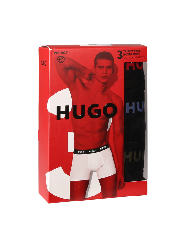 HUGO Sada tří - pánské boxerky HUGO černé