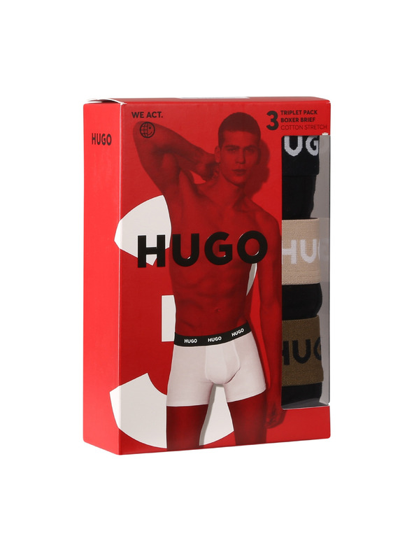 HUGO Sada tří - pánské boxerky HUGO černé