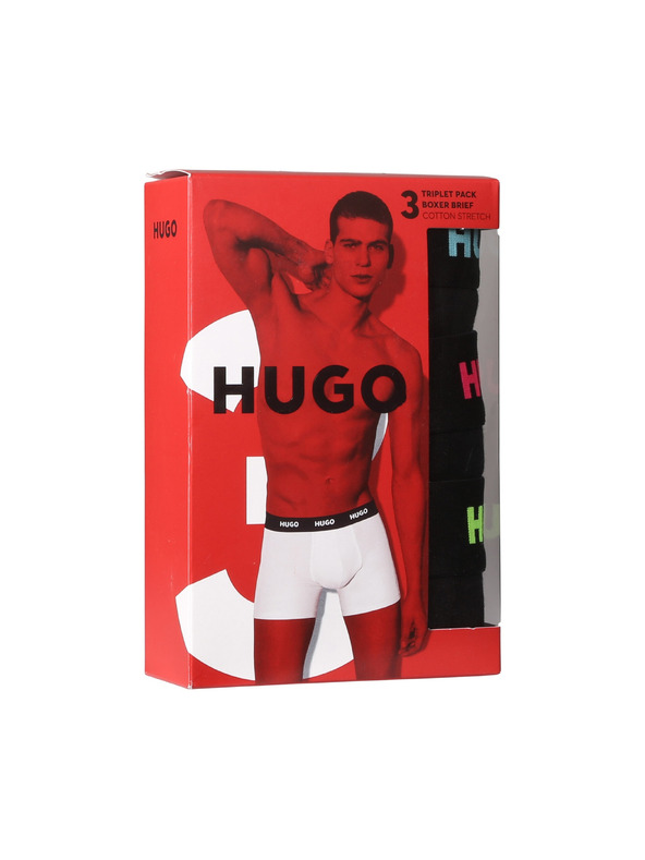HUGO Sada tří - pánské boxerky HUGO černé
