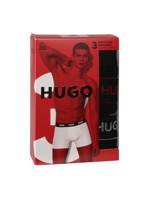 HUGO Sada tří - pánské boxerky HUGO černé