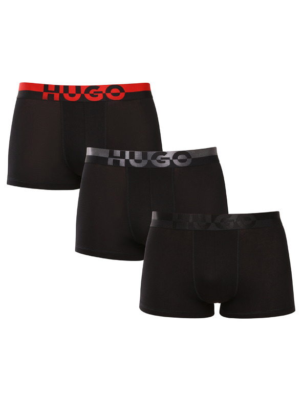 HUGO Sada tří - pánské boxerky HUGO černé