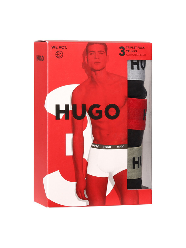 HUGO Sada tří - pánské boxerky HUGO černé