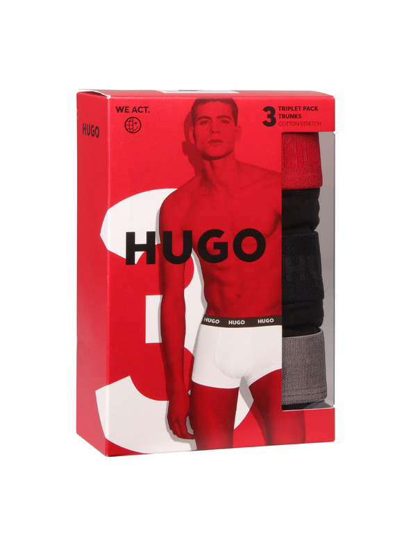 HUGO Sada tří - pánské boxerky HUGO černé