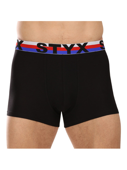 Styx Pánské boxerky Styx sportovní guma černé trikolóra
