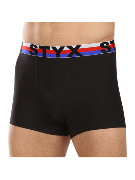 Styx Pánské boxerky Styx sportovní guma černé trikolóra
