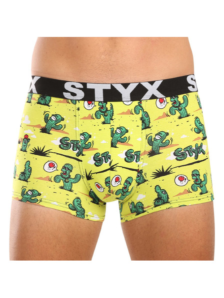 Styx Pánské boxerky Styx art sportovní guma nadrozměr kaktusy