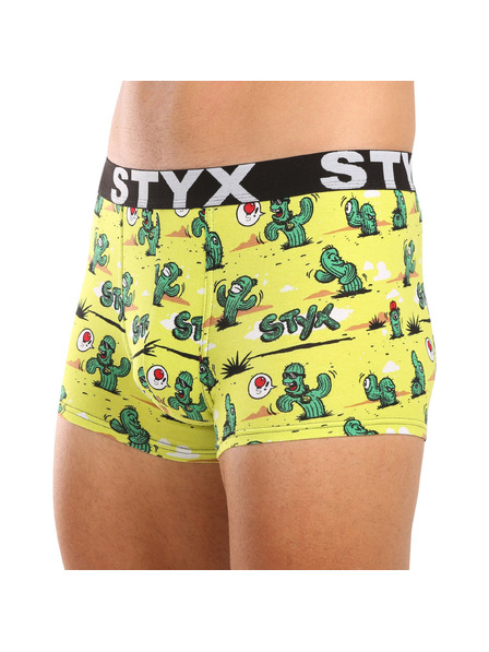 Styx Pánské boxerky Styx art sportovní guma nadrozměr kaktusy