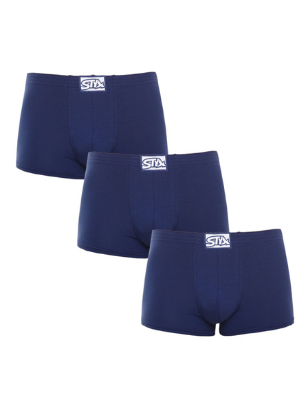 Styx Sada tří - pánské boxerky Styx klasická guma tmavě modré