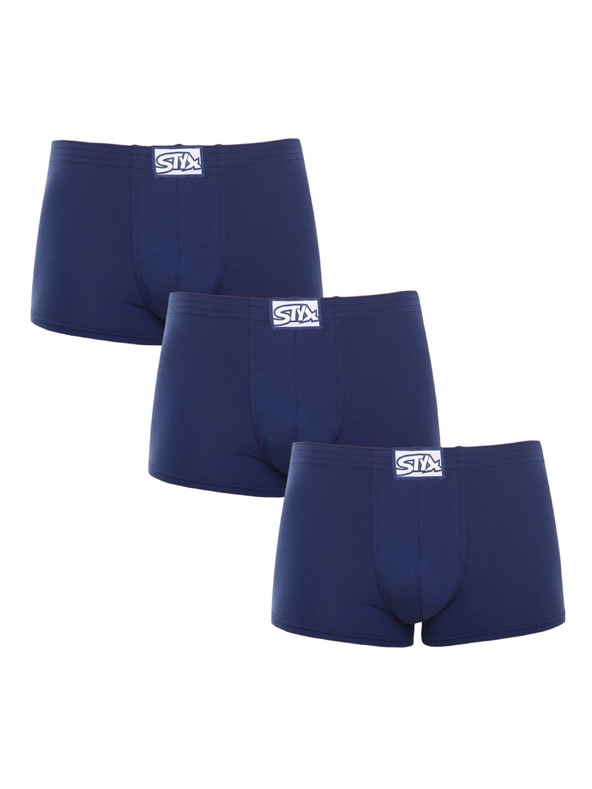 Styx Sada tří - pánské boxerky Styx klasická guma tmavě modré