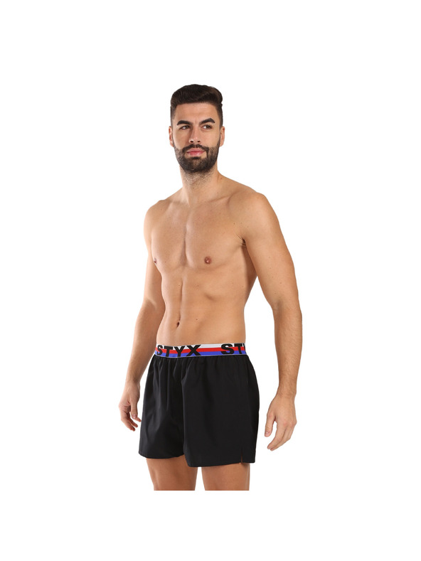 Styx Sada pěti - pánské trenky Styx sportovní guma černé trikolóra