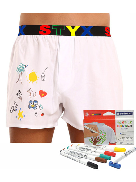 Styx Pánské trenky Styx sportovní guma bílé + fixy na textil
