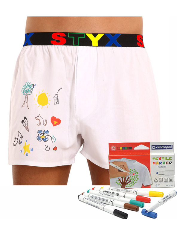 Styx Pánské trenky Styx sportovní guma bílé + fixy na textil
