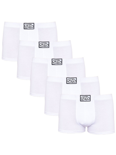 Styx Sada pěti - pánské boxerky Styx klasická guma bílé