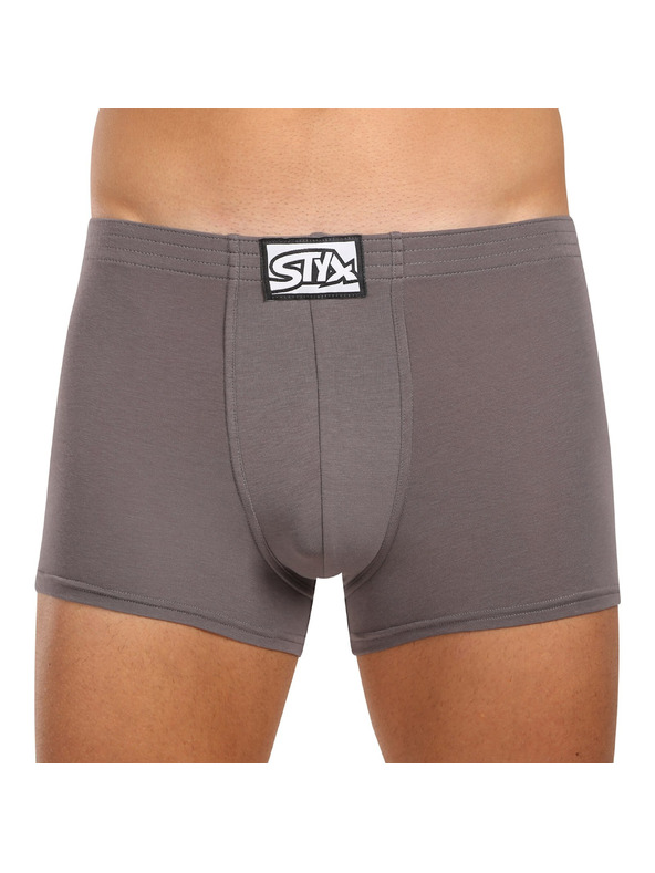 Styx Sada tří - pánské boxerky Styx klasická guma tmavě šedé