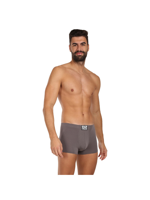 Styx Sada tří - pánské boxerky Styx klasická guma tmavě šedé