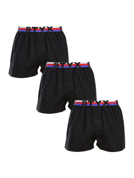 Styx Sada tří - pánské trenky Styx sportovní guma černé trikolóra
