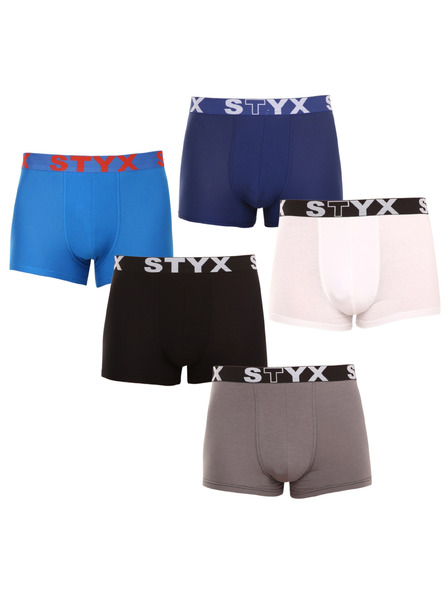 Styx Sada pěti - pánské boxerky Styx sportovní guma vícebarevné