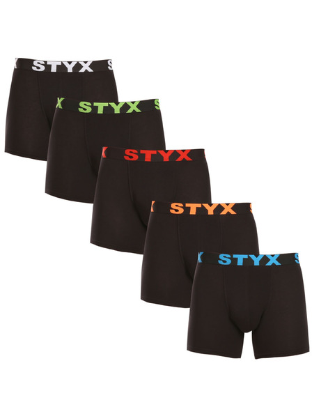 Styx Sada pěti - pánské boxerky Styx long sportovní guma černé