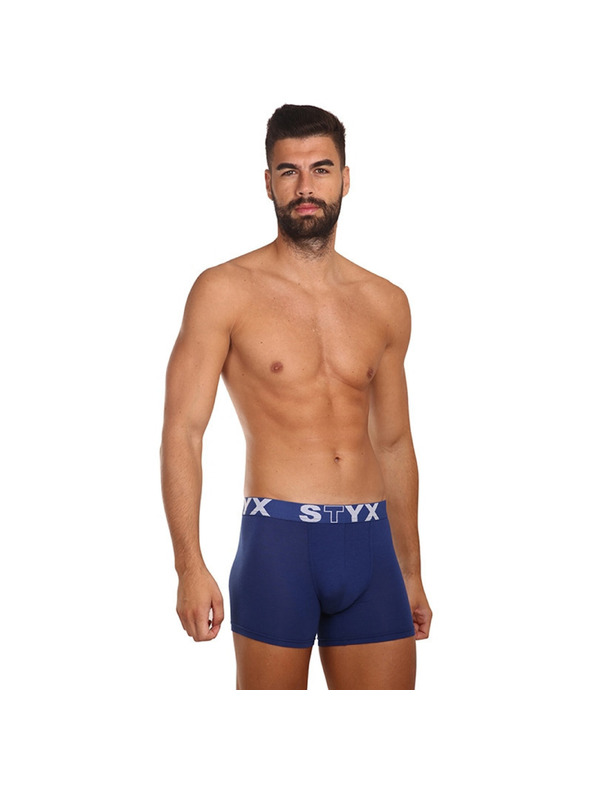 Styx Sada tří - pánské boxerky Styx long sportovní guma tmavě modré
