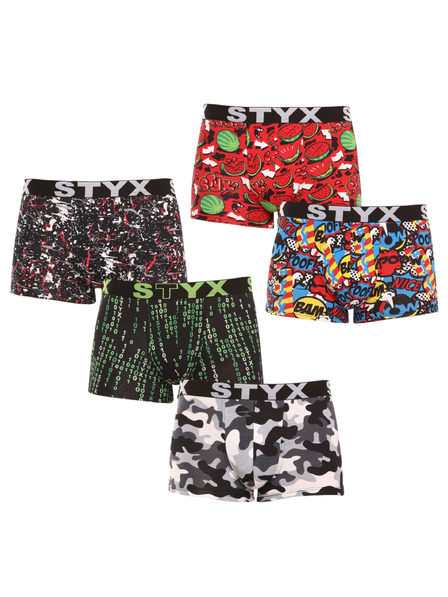 Styx Sada pěti - pánské boxerky Styx art sportovní guma vícebarevné