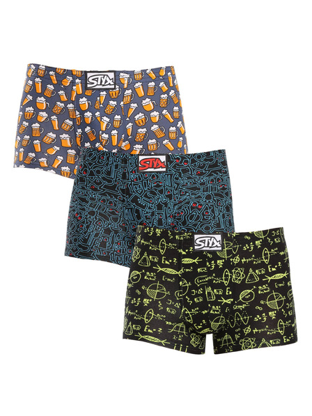Styx Sada tří - pánské boxerky Styx art klasická guma vícebarevné