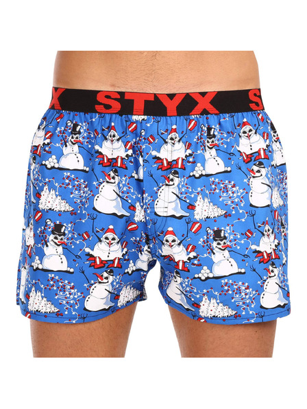 Styx Pánské trenky Styx art sportovní guma Vánoce sněhuláci