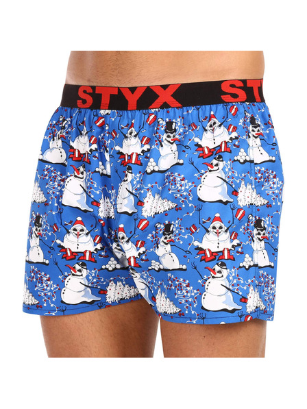 Styx Pánské trenky Styx art sportovní guma Vánoce sněhuláci