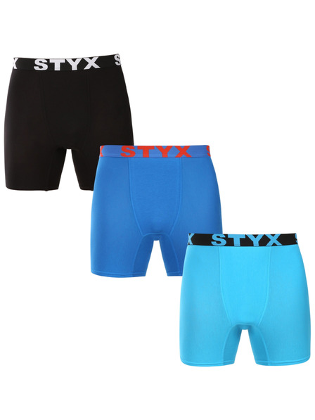 Styx Sada tří - pánské boxerky Styx long sportovní guma vícebarevné