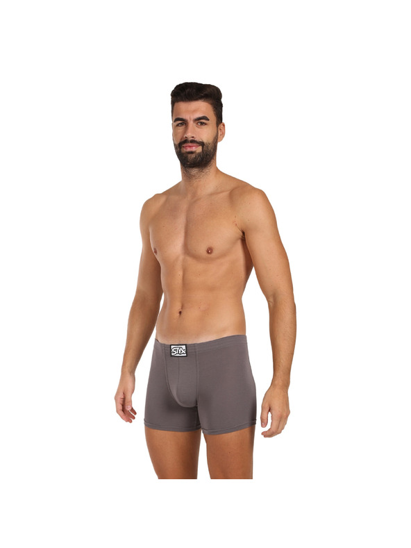 Styx Sada tří - pánské boxerky Styx long klasická guma tmavě šedé