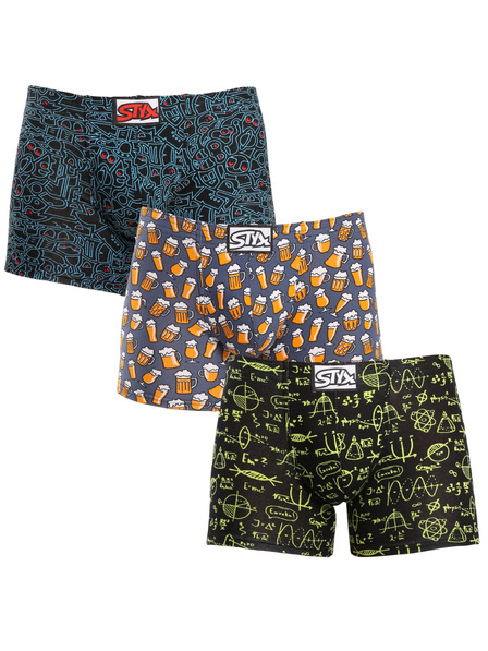 Styx Sada tří - pánské boxerky Styx long art klasická guma vícebarevné