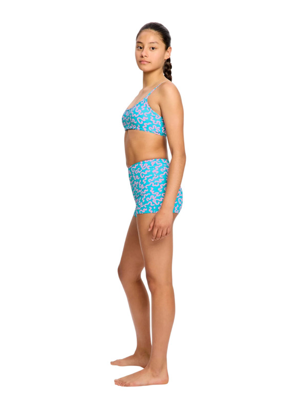 Modibodi Dívčí plavky Modibodi crop top Splice Wavy Blue horní díl