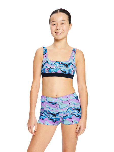 Modibodi Dívčí plavky Modibodi Performance Reversible Crop Top Marble Blue horní díl