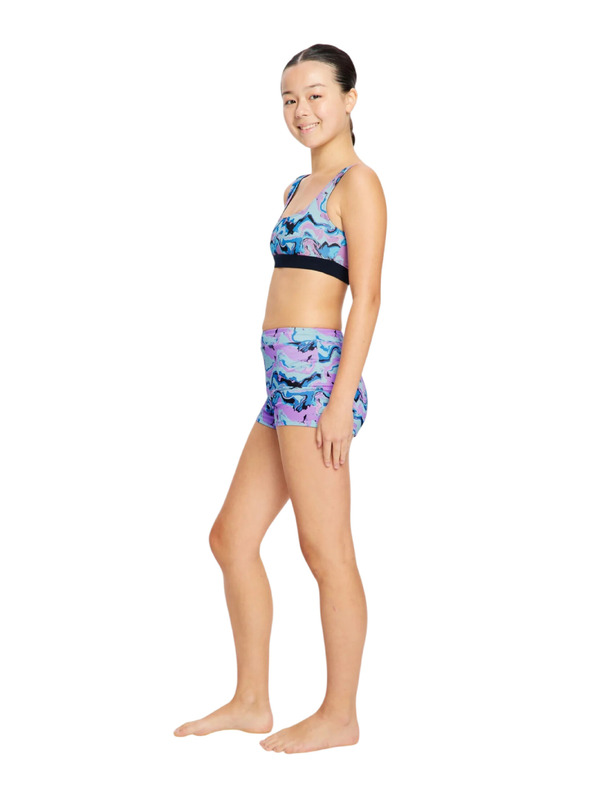 Modibodi Dívčí plavky Modibodi Performance Reversible Crop Top Marble Blue horní díl