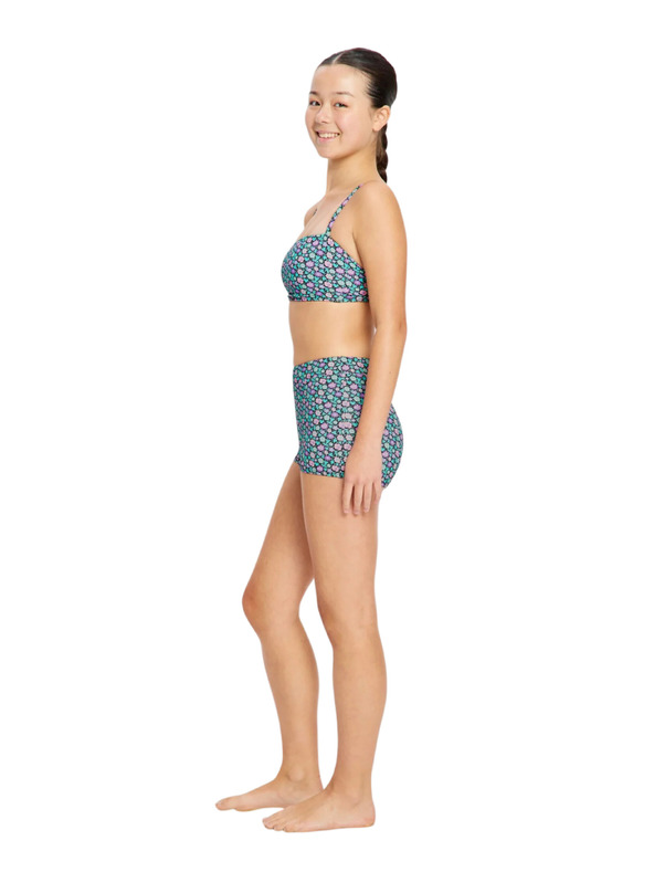 Modibodi Dívčí plavky Modibodi Bandeau Strap Crop Top Luna Blossom Black horní díl