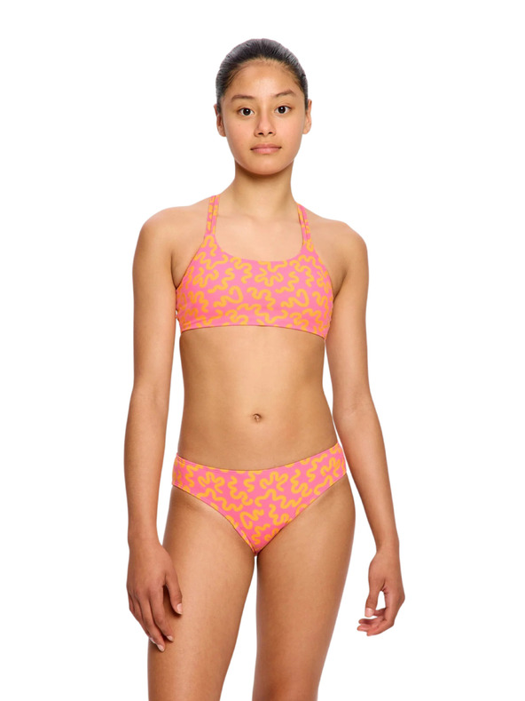Modibodi Dívčí menstruační plavky Modibodi Bikini Brief Light Wavy Pink spodní díl