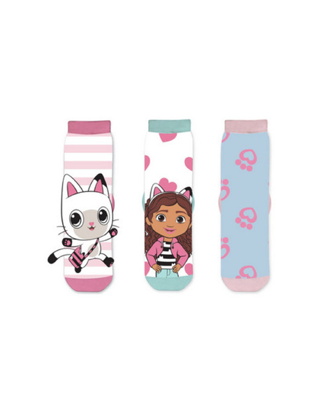 Trenýrkárna Sada tří - dětské ponožky Gabby's Dollhouse vícebarevné (41284/pink)