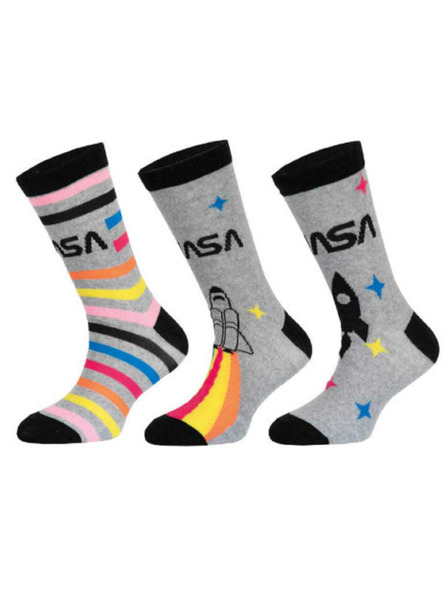 Trenýrkárna Sada tří - dětské ponožky NASA vícebarevné (39270/grey)