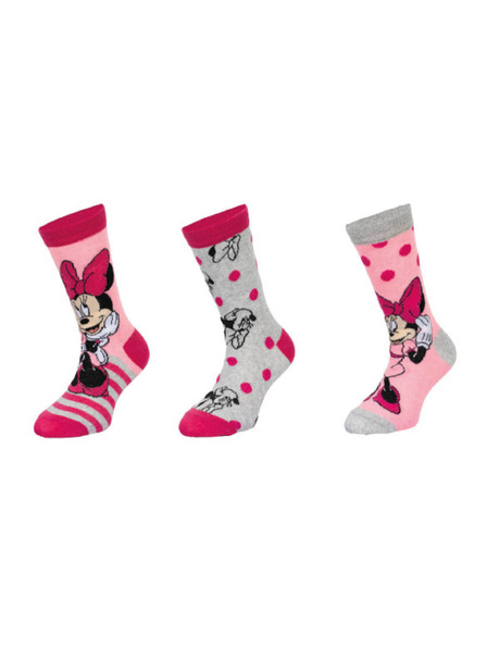 Trenýrkárna Sada tří - dětské ponožky Minnie vícebarevné (39717/pink)