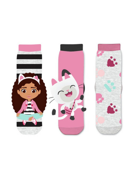 Trenýrkárna Sada tří - dětské ponožky Gabby's Dollhouse vícebarevné (41284/black)