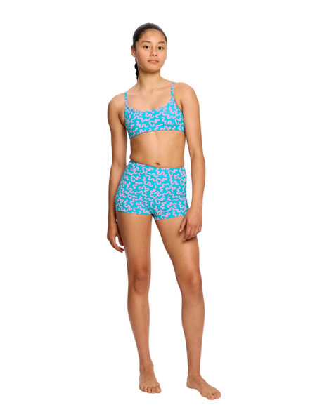 Modibodi Dívčí menstruační plavky Modibodi Performance Hi Waist Short Super Wavy Blue spodní díl